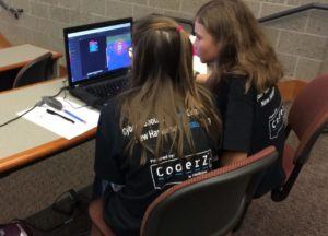 Girls Programming in CoderZ Together